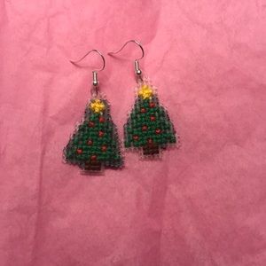 Hand-crafted Xmas tree earrings